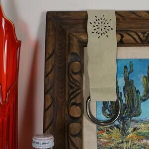 Vintage Streets Ahead boho tan suede double ring cut out belt